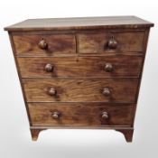 A Victorian mahogany five drawer chest,