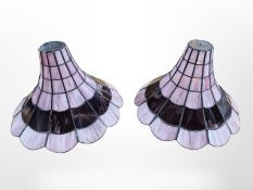 A pair of Tiffany-style leaded glass light shades, diameter 40cm.