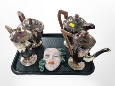 A Walker & Hall Art Deco silver-plated four-piece tea service,