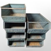 Seven Schafer stackable enameled metal drawers,