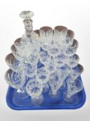 A group of lead crystal wine glasses, tumblers, decanter etc,