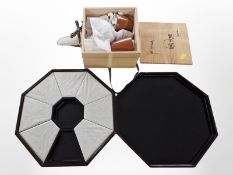 A Japanese glazed ceramic tea set, in box,