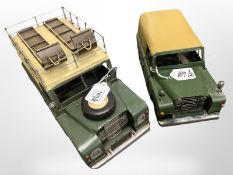 A metal model of a Land Rover Defender, length 31 cm, width 14 cm, height 21 cm,
