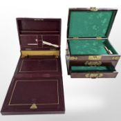 A Chinese hardwood and brass-mounted jewellery box,