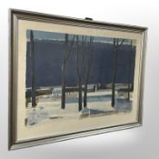 Svend Engeleind, limited edition colour print depicting a view across a town, signed in pencil,