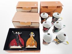 A set of six Wedgwood Clarice Cliff Age of Jazz Art Deco mugs,