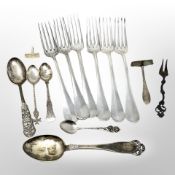 A quantity of cutlery including heavy forks, all items stamped 84. 830 835 and 800.