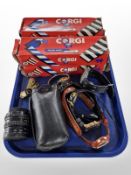 Four boxed Corgi die-cast haulage wagons, a small quantity of wristwatches including Globenfeld,