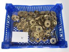 A quantity of vintage brass door collars.