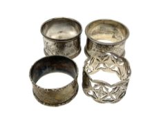 Four assorted Victorian napkin rings CONDITION REPORT: 107.
