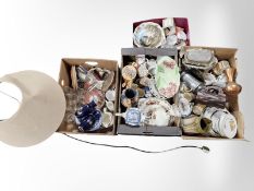 A large quantity of 20th century ceramics, Masons ware, pottery lamp base, collector's plates,