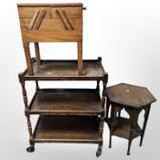 An oak three tier trolley,