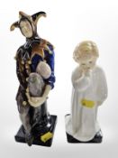 A Royal Doulton figure of a jester, HN 1295 (as found), and a further figure 'Darling' HN 1319.