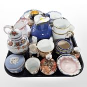 A group of various ceramics to include two Royal Crown Derby Imari porcelain vases,