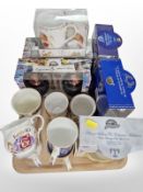 A quantity of Ringtons and Leonardo Collection mugs, some boxed.