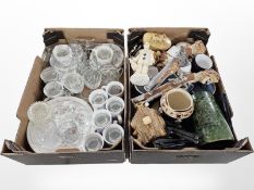 A quantity of ceramics and glass wares, figurines, Staffordshire tea and dinner wares, etc.