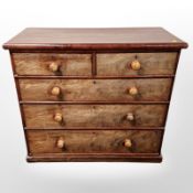 A Victorian mahogany five drawer chest,