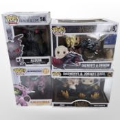 Four Funko Pop! figurines to include Game of Thrones, The Elder Scrolls V: Skyrim, and Overwatch,