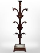 20th century mahogany hat and coat stand,