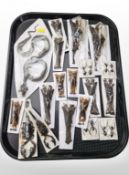 A group of bat, scorpion, insect, snake, specimens, etc., all laid to card.