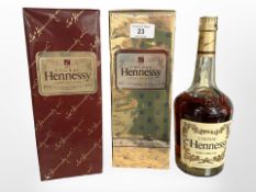 Two bottles of Hennessy very special cognac, 68cl and 71cl, factory sealed,