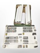 A group of reproduction advertising posters including locomotive and military interest.