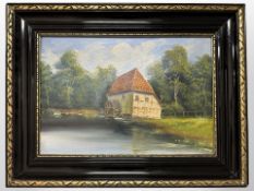 C Langbirg : Study of a watermill, oil on canvas, 47cm x 32cm.