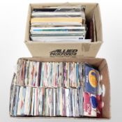 A collection of vinyl LP records and 7-inch singles including classical and various other genres.