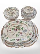 28 pieces of W & B opaque stone china transfer-printed dinner wares including three graduated meat