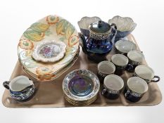 A 15-piece Maling lustre coffee set, further pair of Sunday dishes, an Old Foley dish,