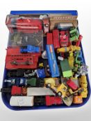 A group of mostly unboxed die-cast haulage vehicles and buses including Italeri, Teamsters, Lledo,
