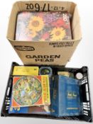 A group of board games, playing cards, puzzles, etc.