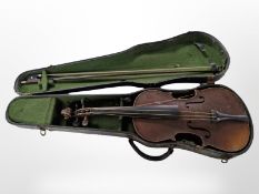 An early 20th century violin with two piece 14