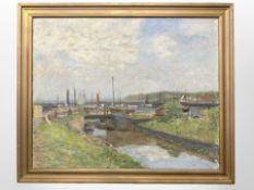 D Hansen : Lockgates, oil on canvas, 70cm x 57cm.