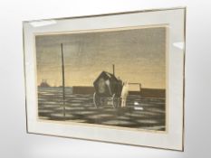 Danish school : Horse and cart, lithograph, signed in pencil, 70cm x 50cm.