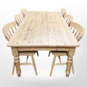 A pine farmhouse kitchen table,