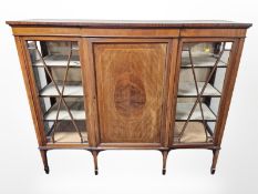 A late Victorian mahogany and satin wood inlaid display cabinet,