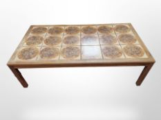 A 20th century Scandinavian rectangular teak tiled inset coffee table,