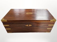 A Victorian and later mahogany brass-mounted writing slope, width 45cm.