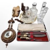 Two crystal decanters, Royal Doulton Famous Grouse ceramic whisky decanter (empty),