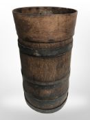 A staved oak barrel,