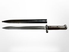 A Czechoslovakian VZ24 Mauser knife bayonet, with steel scabbard, blade 30cm.