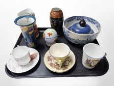 A group of ceramics to include a Carlton Ware chinoiserie vase on black ground,