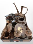 A collection of 19th-century and later copper kitchen wares.