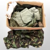 A quantity of military DPM and other clothing.