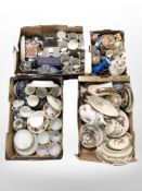 A large quantity of 20th-century ceramics and glass wares, teapots, Willow pattern dinner wares,