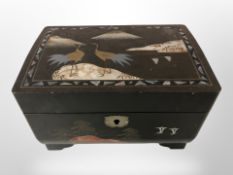 A Japanese export lacquered and mother of pearl inlaid jewellery box,