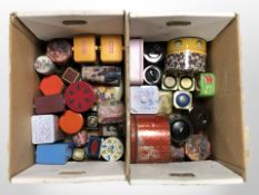 A collection of vintage tins.