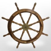 A ship's wheel, diameter 91cm.