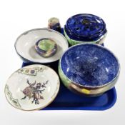 A group of Maling lustre ceramics including Storm pattern fruit bowl, No.